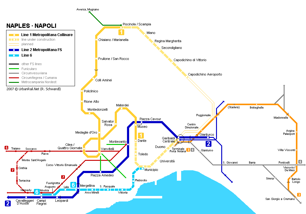 Cliquez pour décharger le plan métro-funiculaires de Naples